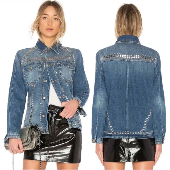 Frame Denim Le Studded Oversized Jean Jacket - Size S - Picture 2 of 14